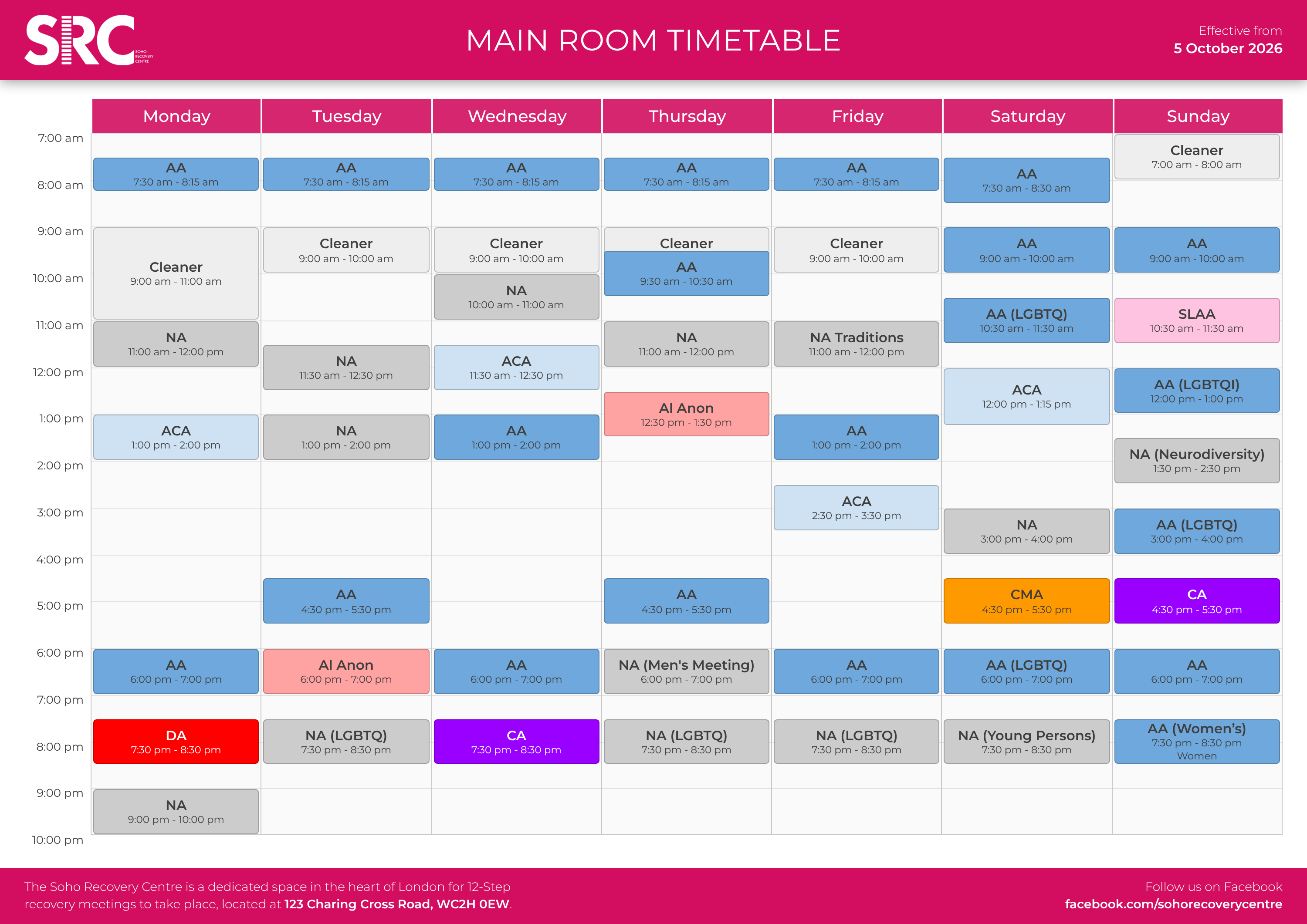 Large Room timetable